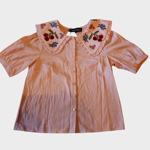 NWT Princess Highway Lattice Embroidered‎ Cotton Blouse Size 6